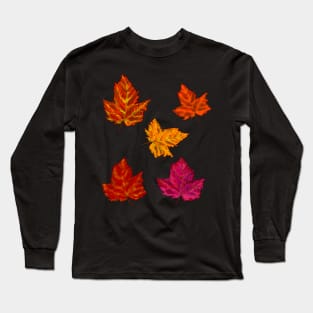 Autumn decorations for  Fall Autumn leaves sticker pack pattern Long Sleeve T-Shirt